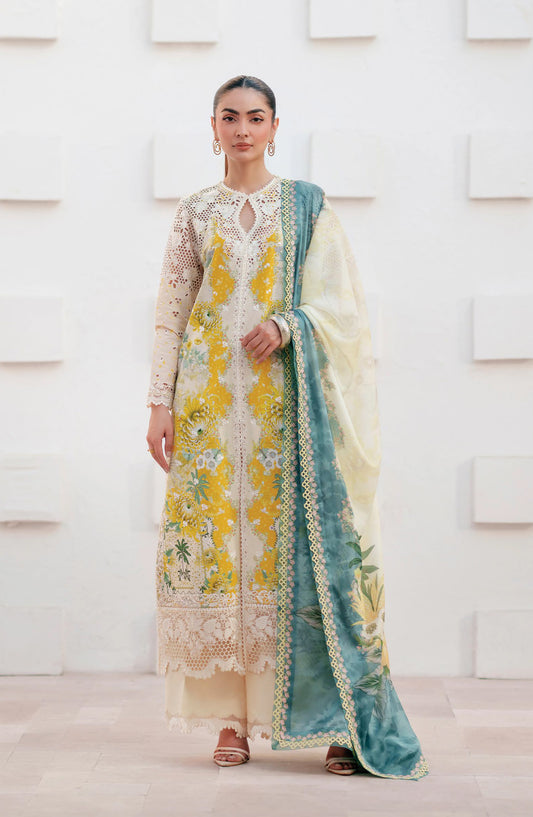 Afrozeh Sunspell Embroidered Lawn Unstitched 3 Piece Suit - Liore - AF26SNS - Yellow - Summer Collection