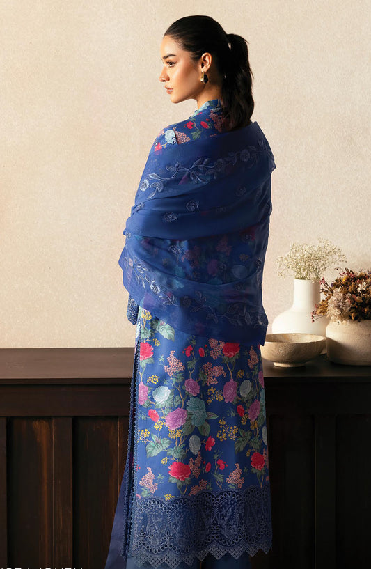 Daybreak by Afrozeh Embroidered Lawn Unstitched 3 Piece Suit - AL-25-V11-01 Mist Woven - Blue - Summer Collection