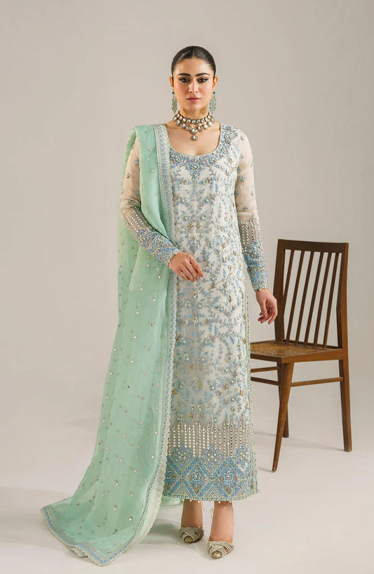 Afsana by Akbar Aslam Embroidered Orange Unstitched 3 Piece Suit - Nimira - AKA25AFS - Blue - Festive Collection