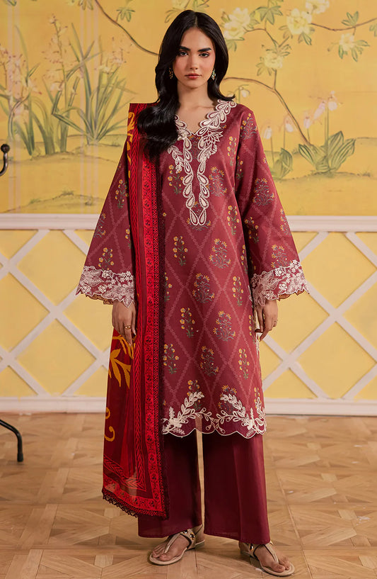 Afsana by Mahnur Embroidered Lawn Unstitched 3 Piece Suit - AL-09 - MH26AFS - Red - Summer Collection