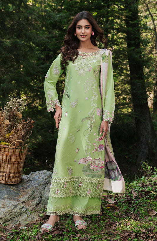 Afsanah Essential Embroidered Lawn Unstitched 3 Piece Suit - AL-107 - AFS26ES - Green - Summer Collection