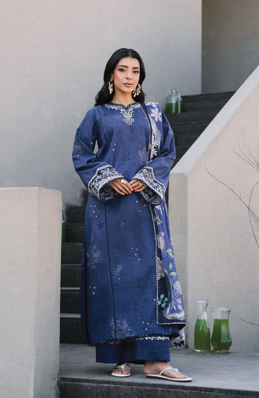 Afsanah by Seran Embroidered Lawn Unstitched 3 Piece Suit - SIA - SE26AF - Blue - Summer Collection