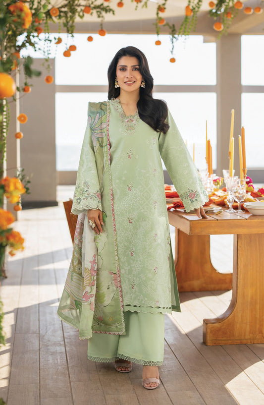 Afsanah by Seran Embroidered Lawn Unstitched 3 Piece Suit - MASHA - SE26AF - Green - Summer Collection