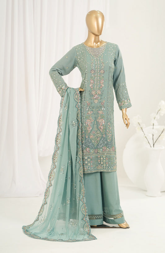Afsanay by Sadabahar Embroidered Chiffon Stitched 3 Piece Suit - CF-14 - SBD26SFN - Blue - Luxury Collection