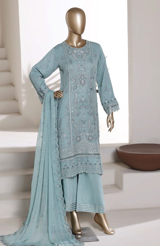 Afsanay by Sadabahar Embroidered Chiffon Stitched 3 Piece Suit - CF-9 - SBD26ERY - Blue - Festive Collection
