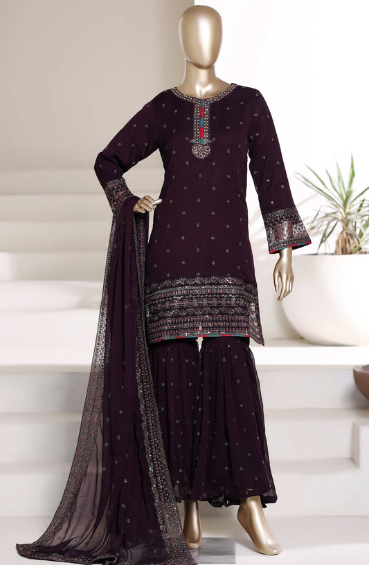 Afsanay by Sadabahar Embroidered Chiffon Stitched 3 Piece Suit - CR-33 - SBD26ERY - Purple - Festive Collection