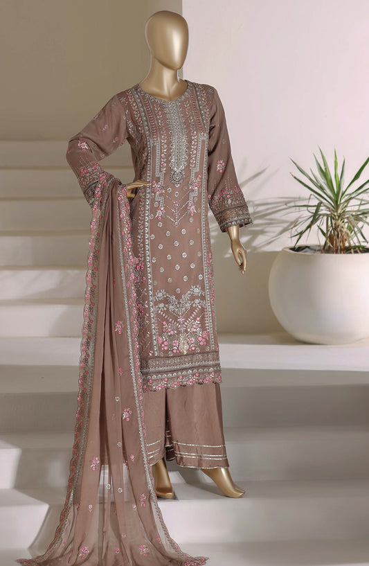 Afsanay by Sadabahar Embroidered Chiffon Stitched 3 Piece Suit - CF-11 - SBD26AFY - Beige - Luxury Collection