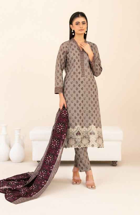 Ailani by Tawakkal Fabrics Embroidered Lawn Unstitched 3 Piece Suit - D-3722 - TF26ALN - Grey - Summer Collection