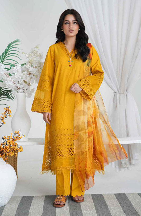 Aiman by Johra Chikankari Lawn Unstitched 3 Piece Suit - JH-866 - JH25AIM - Mustard - Summer Collection