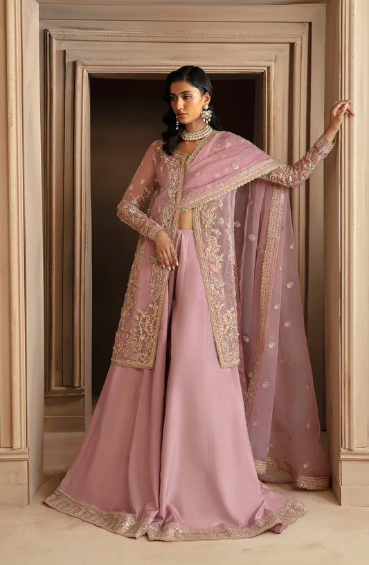 Deewani by Akbar Aslam Luxury Formals Embroidered Organza Unstitched 3 Piece Suit - Seraphine - AKA25DWN2 - Pink - Festive Collection
