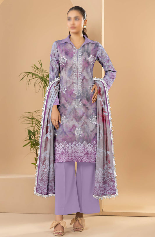 Aks by Al Karim Embroidered Lawn Unstitched 3 Piece Suit - D-12 - AK26AKS - Purple - Summer Collection