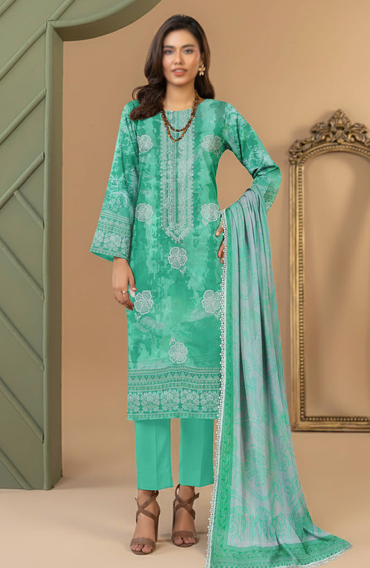 Aks by Al Karim Embroidered Lawn Unstitched 3 Piece Suit - D-10 - AK26AKS - Sea Green - Summer Collection