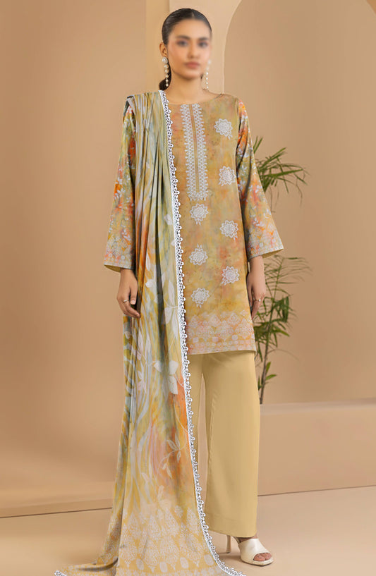 Aks by Al Karim Embroidered Lawn Unstitched 3 Piece Suit - D-07 - AK26AKS - Yellow - Summer Collection