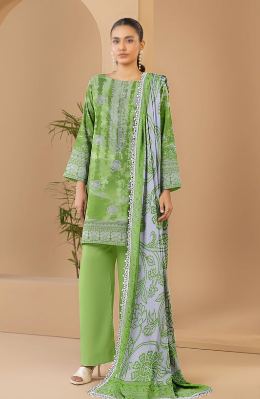 Aks by Al Karim Embroidered Lawn Unstitched 3 Piece Suit - D-02 - AK26AKS - Green - Summer Collection
