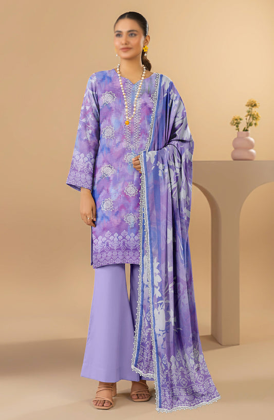 Aks by Al Karim Embroidered Lawn Unstitched 3 Piece Suit - D-01 - AK26AKS - Purple - Summer Collection