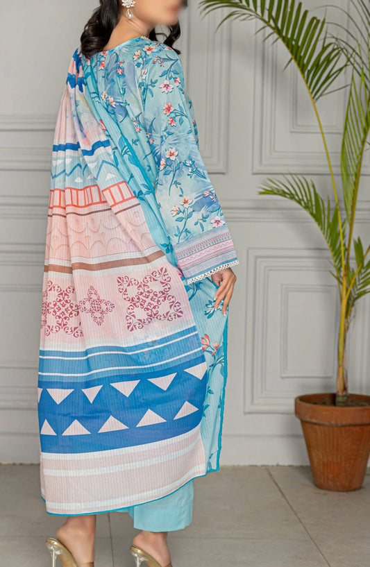 Aks Embroidered Lawn Unstitched 3 Piece Suit - Design-05 - AK25AKS - Blue - Summer Collection