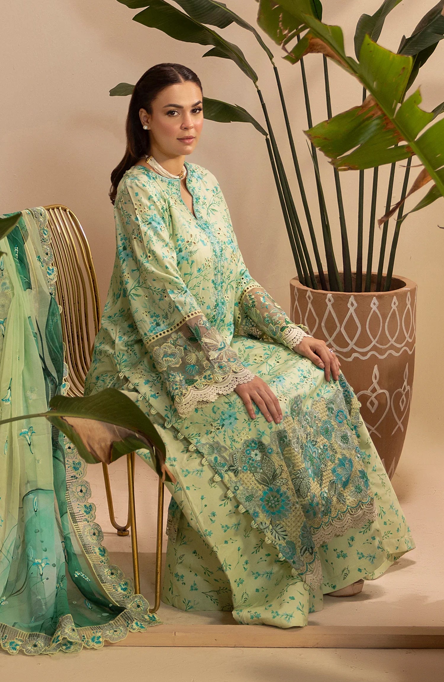 Al Karim Gulkar Embroidered Viscose Unstitched 3 Piece Suit - GK-03 - AK26GLK - Lemon - Winter Collection
