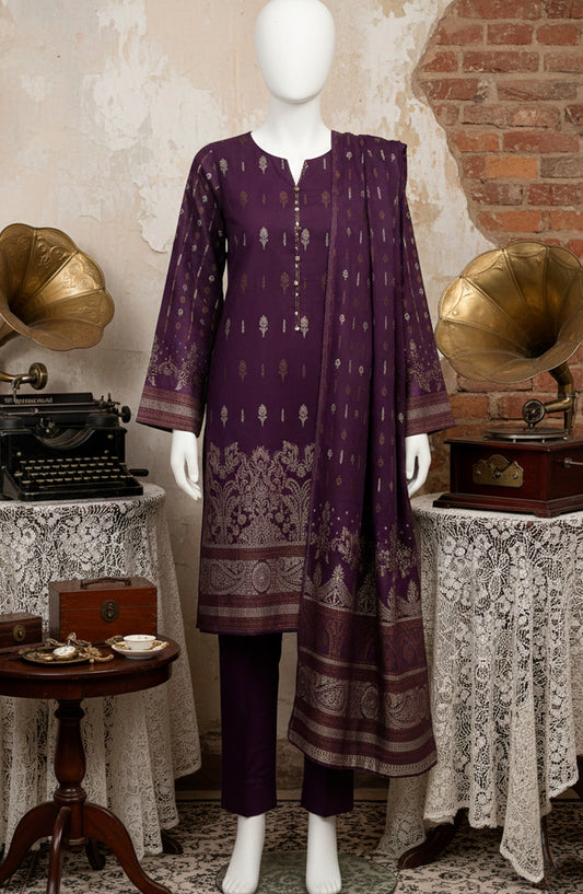 Al Karim Baroshia Lawn Unstitched 3 Piece Suit - D-08 - AK26BARS - Purple - Summer Collection