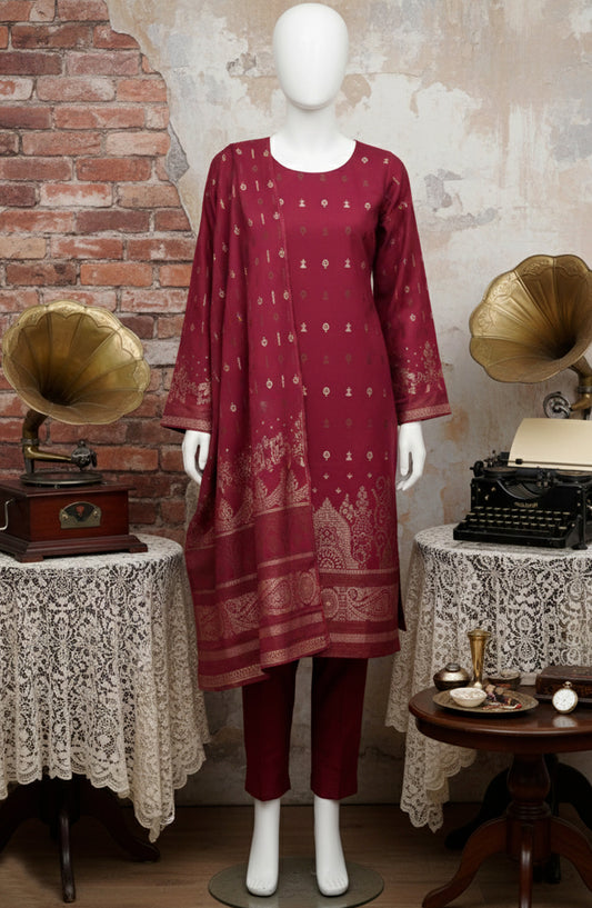 Al Karim Baroshia Lawn Unstitched 3 Piece Suit - D-05 - AK26BARS - Red - Summer Collection