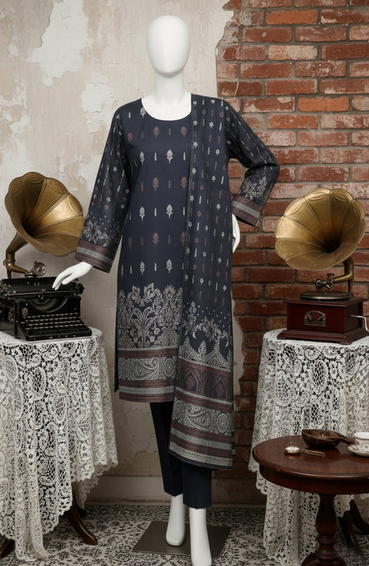 Al Karim Baroshia Lawn Unstitched 3 Piece Suit - D-03 - AK26BARS - Blue - Summer Collection