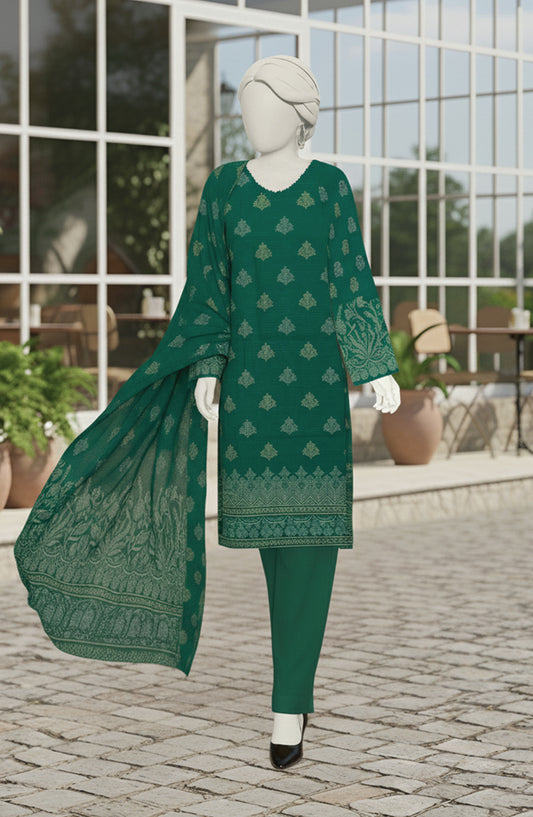 Al Karim Printed Brosha Lawn Unstitched 3 Piece Suit - D-02 - AK26BRO - Green - Summer Collection