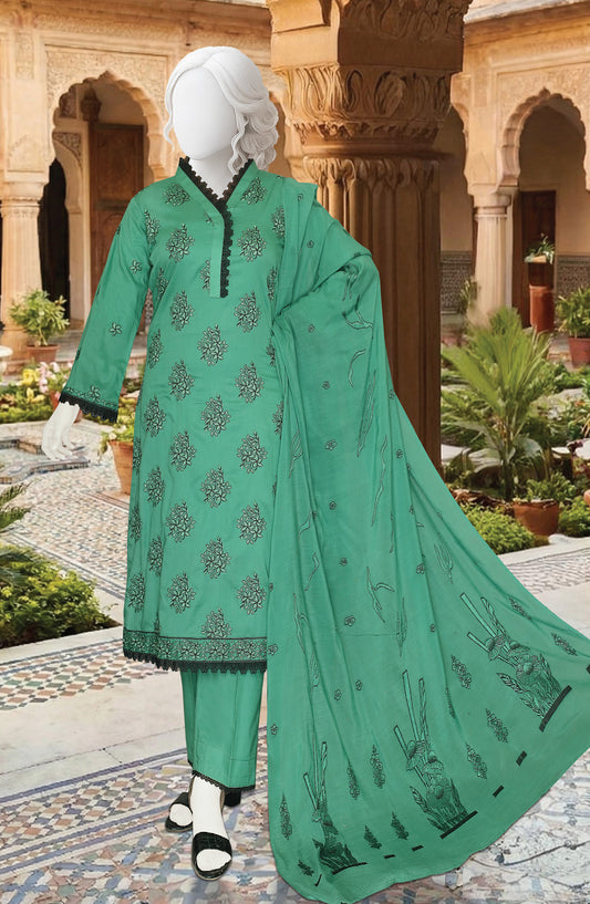 Al Karim Embroidered Fancy Brosha Lawn Unstitched 3 Piece Suit - D-06 - AK26SHA - Green - Summer Collection