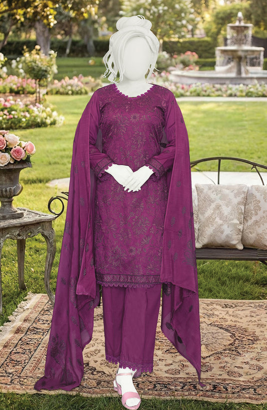 Al Karim Embroidered Lawn Unstitched 3 Piece Suit - D-04 - AK26FNL - Purple - Summer Collection