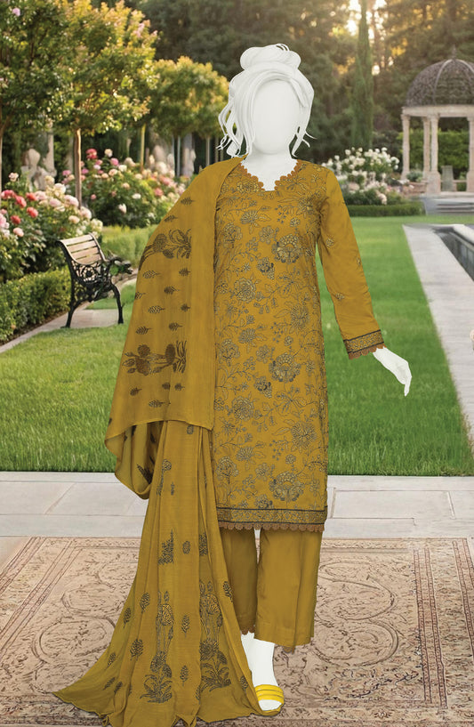 Al Karim Embroidered Lawn Unstitched 3 Piece Suit - D-03 - AK26FNL - Mustard - Summer Collection