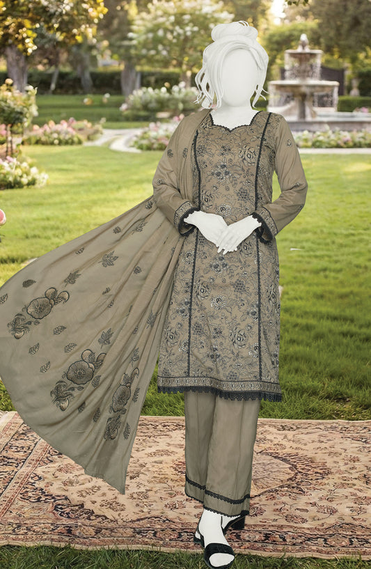 Al Karim Embroidered Lawn Unstitched 3 Piece Suit - D-02 - AK26FNL - Brown - Summer Collection