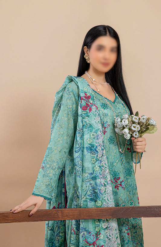 Aleen Embroidered Lawn Unstitched 3 Piece Suit - Design-05 - AK25ALN2 - Green - Summer Collection