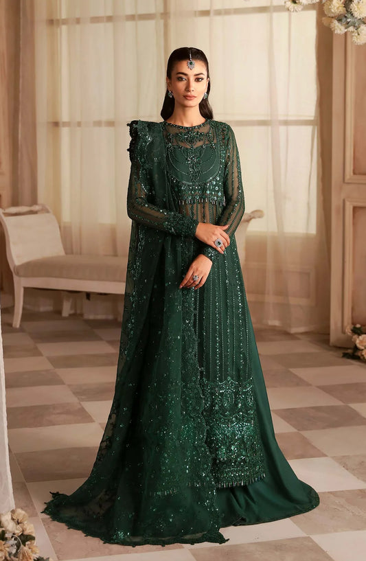 Aleia by Akbar Aslam Luxury Formals Embroidered Organza Unstitched 3 Piece Suit - Emeraude - AKA25ALE - Green - Festive Collection