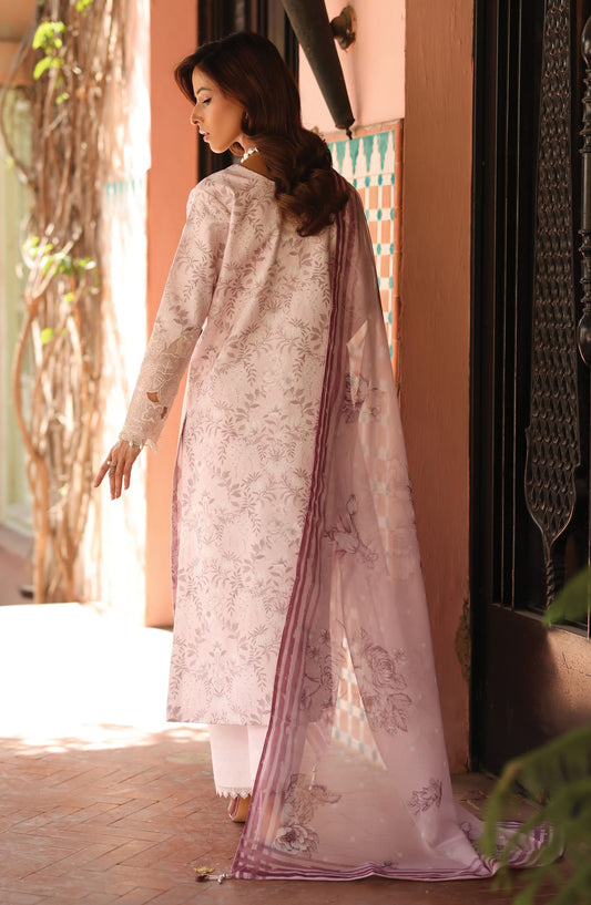 Alizeh Embroidered Lawn Unstitched 3 Piece Suit - ALZ25ELP - AF-EPL-7040-ARUNA - Purple - Eid Collection