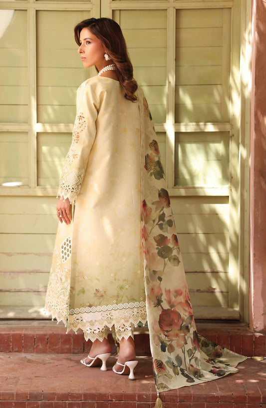 Alizeh Embroidered Lawn Unstitched 3 Piece Suit - ALZ25ELP - AF-EPL-7038-MIA - Fawn - Eid Collection