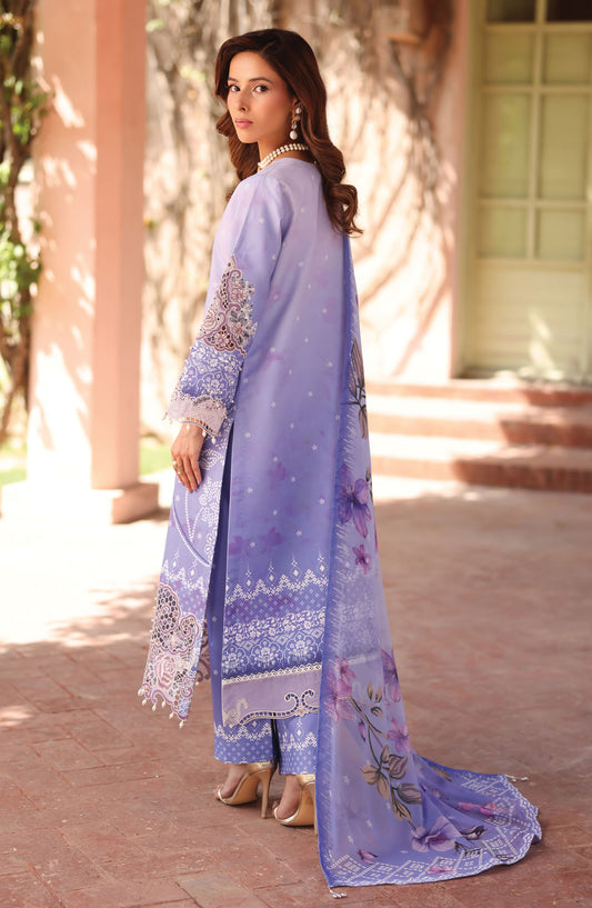 Alizeh Embroidered Lawn Unstitched 3 Piece Suit - ALZ25ELP - AF-EPL-7032-RHEA - Purple - Eid Collection