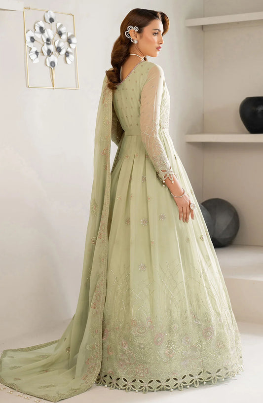 Alizeh Formals Embroidered Luxury Chiffon Unstitched 3 Piece Suit - ALZ25FR - AF-CH-2189 ZENEL - Green - Festive Collection