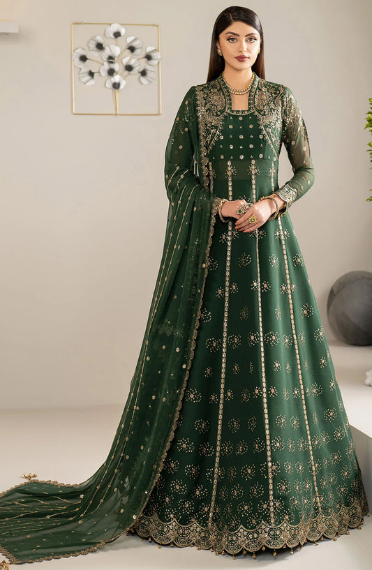 Alizeh Formals Embroidered Luxury Chiffon Unstitched 3 Piece Suit - ALZ25FR - AF-CH-2184 ELZA - Green - Festive Collection