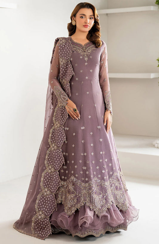 Alizeh Formals Embroidered Luxury Chiffon Unstitched 3 Piece Suit - ALZ25FR - AF-CH-2183 JULIA - Purple - Festive Collection