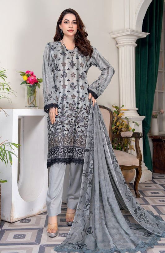 Almas by Riaz Arts Embroidered Lawn Unstitched 3 Piece Suit - Design-10 - RA26ALM - Blue - Summer Collection