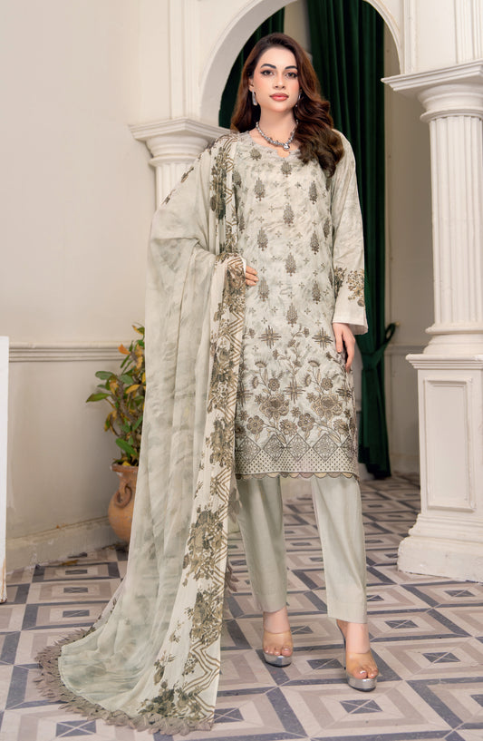 Almas by Riaz Arts Embroidered Lawn Unstitched 3 Piece Suit - Design-08 - RA26ALM - Green - Summer Collection