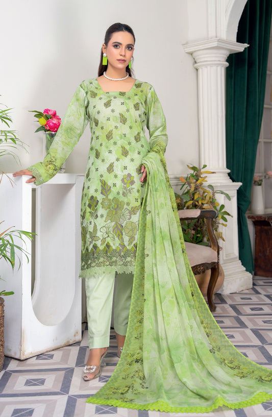 Almas by Riaz Arts Embroidered Lawn Unstitched 3 Piece Suit - Design-02 - RA26ALM - Green - Summer Collection
