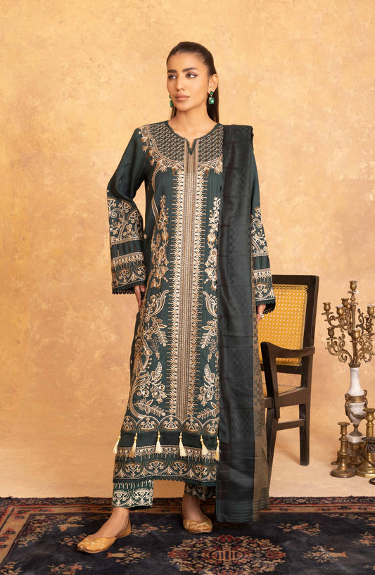 Amaaj by Johra Luxury Embroidered Unstitched 3 Piece Suit - JW-012 - JH25AMJ - Grey - Winter Collection
