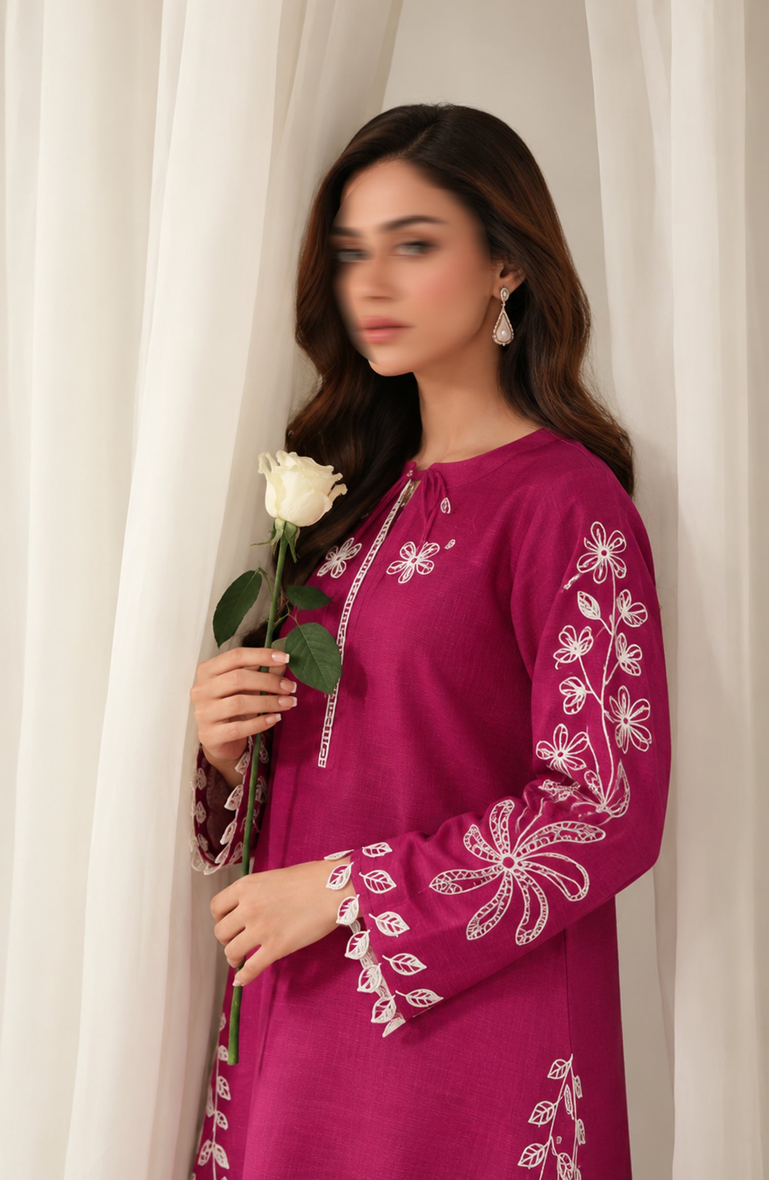 Amaya by Amna Khadija Embroidered Khaddar Stitched 2 Piece Co-ord Set - AKAW-07 - AM26AYA - Pink - Winter Collection