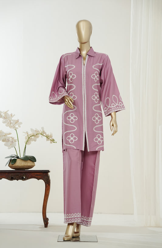 Amaya Mauzan by Amna Khadija Embroidered Dobby Stitched 2 Piece Co-ord Sets - AKAM-01 - AM26AMYA - Pink - Summer Collection
