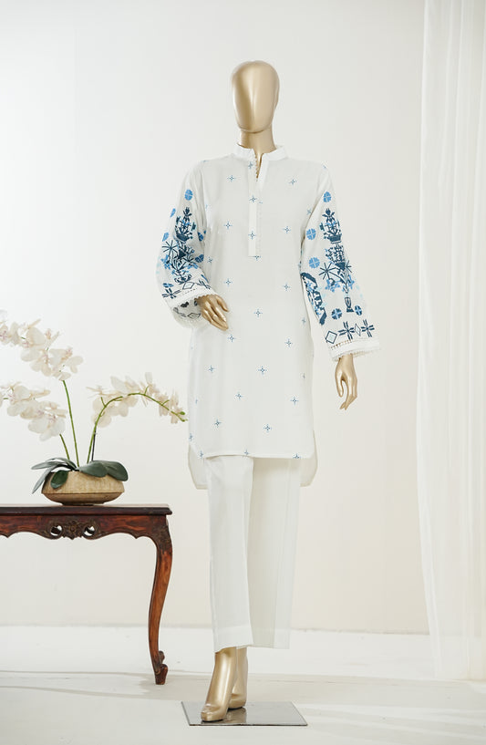 Amaya Mauzan by Amna Khadija Embroidered Dobby Stitched 2 Piece Co-ord Sets - AKAM-03 - AM26AMYA - White - Summer Collection