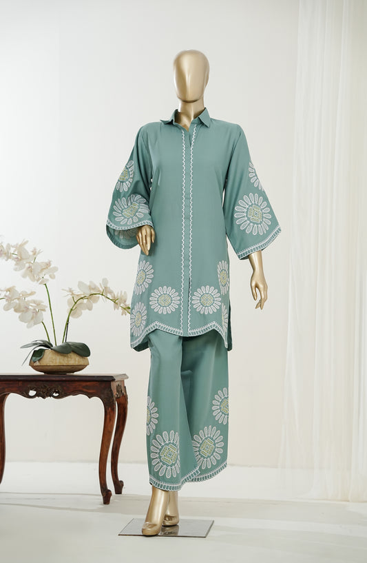 Amaya Mauzan by Amna Khadija Embroidered Dobby Stitched 2 Piece Co-ord Sets - AKAM-04 - AM26AMYA - Ferozi - Summer Collection