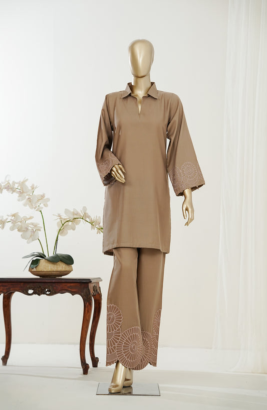 Amaya Mauzan by Amna Khadija Embroidered Dobby Stitched 2 Piece Co-ord Sets - AKAM-05 - AM26AMYA - Brown - Summer Collection