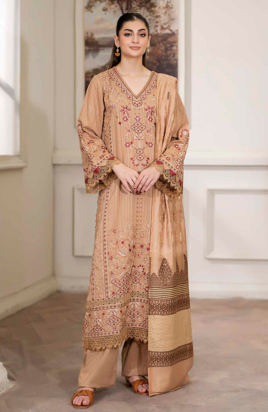 Amish by Johra Luxury Embroidered Unstitched 3 Piece Suit - JW-425 - JH25MISH - Beige - Winter Collection