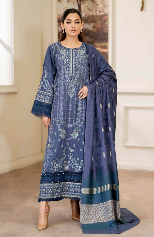 Amish by Johra Luxury Embroidered Unstitched 3 Piece Suit - JW-422 - JH25MISH - Blue - Winter Collection