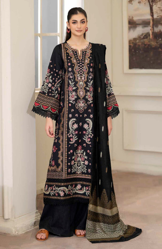 Amish by Johra Luxury Embroidered Unstitched 3 Piece Suit - JW-423 - JH25MISH - Black - Winter Collection
