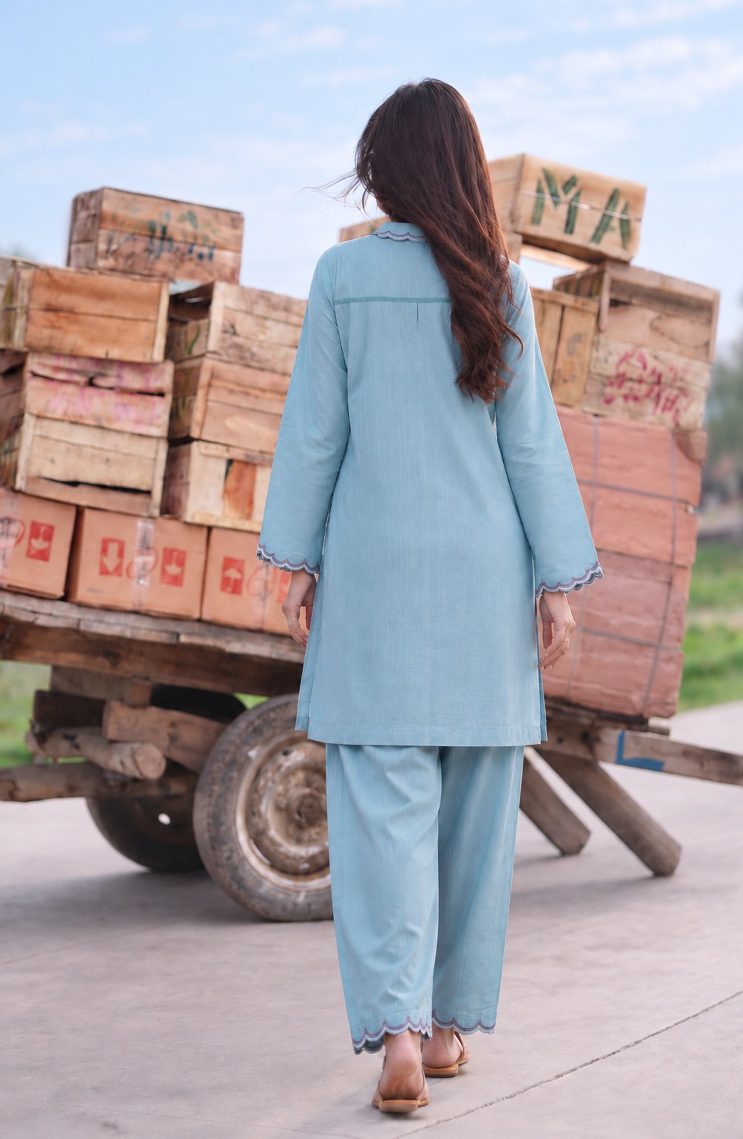 Amna Khadija Embroidered Khaddar Stitched 2 Piece Co-ord Sets - AKPF-04 - AM26AKPF - Sky Blue - Winter Collection